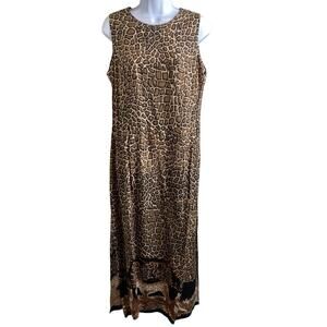 Vintage The Beverly Hills Clothing Co. Brown Cheetah Print Maxi Dress Size 11/12